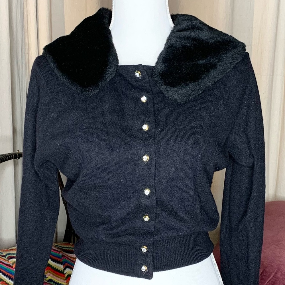 50s Faux Fur Collar Sweater